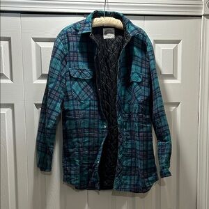 Dry Goods Blue and Green Plaid Shirt Jacket